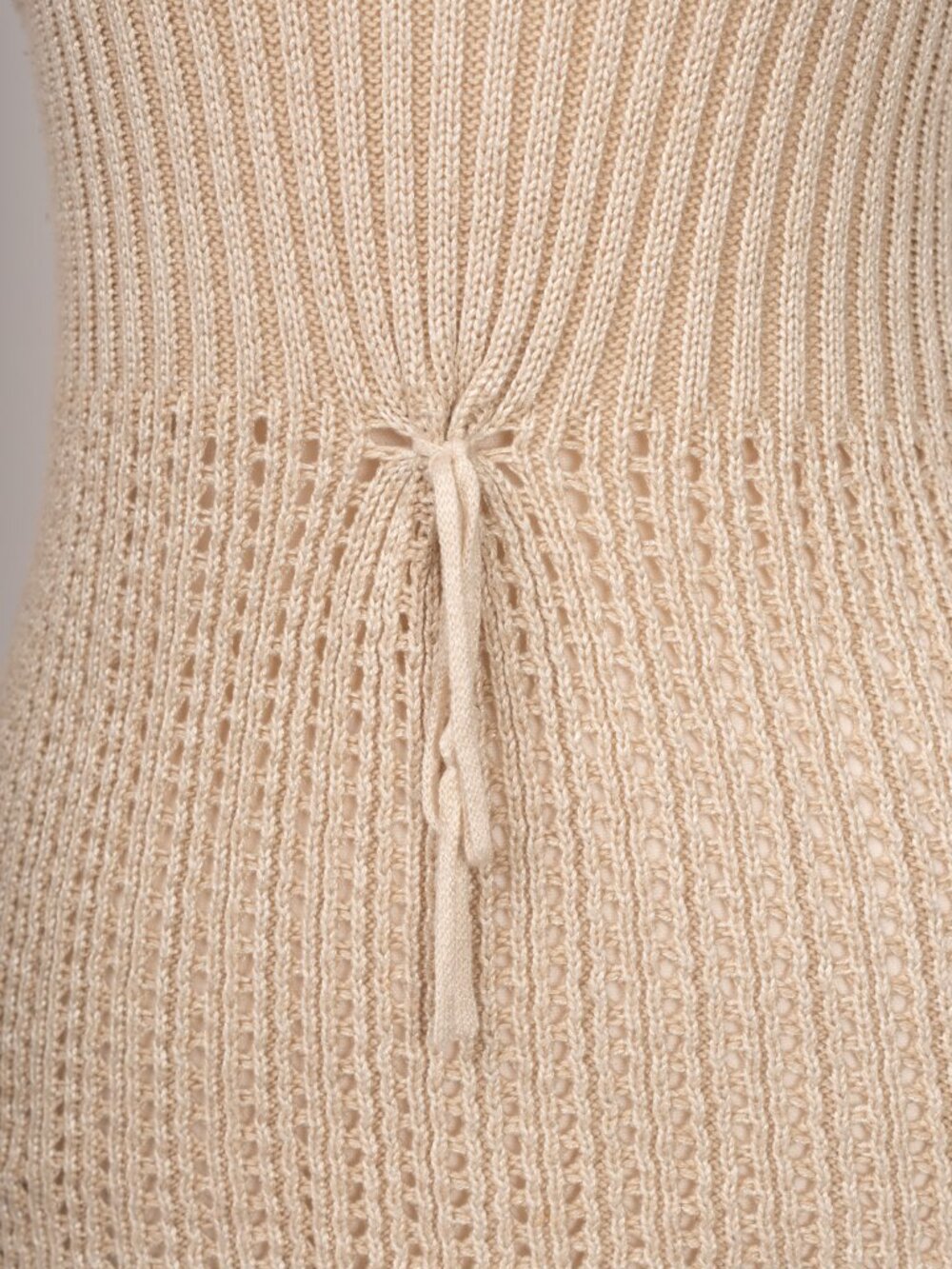 Vintage Y2K Rave Brand Beige Open Knit Cowl Neck Sweater Boho Whimsigoth Medium - Picture 2 of 11